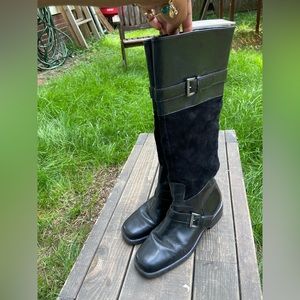 Black mid Calf Boots with Silver Buckle